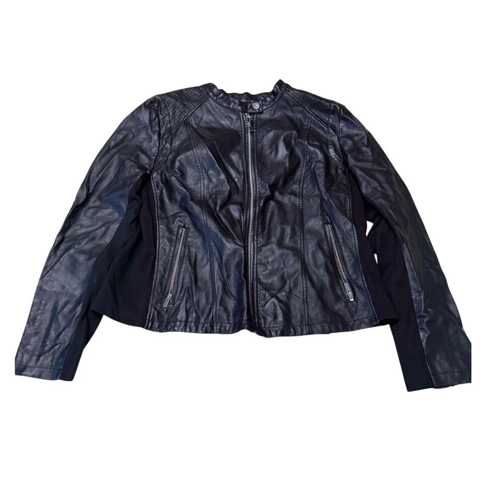 New York & Company Women's Black Faux Leather Moto Jacket Size XL